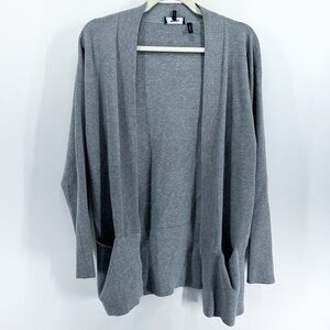 Theory Grey Thermal Open Front Rib Cardigan Large